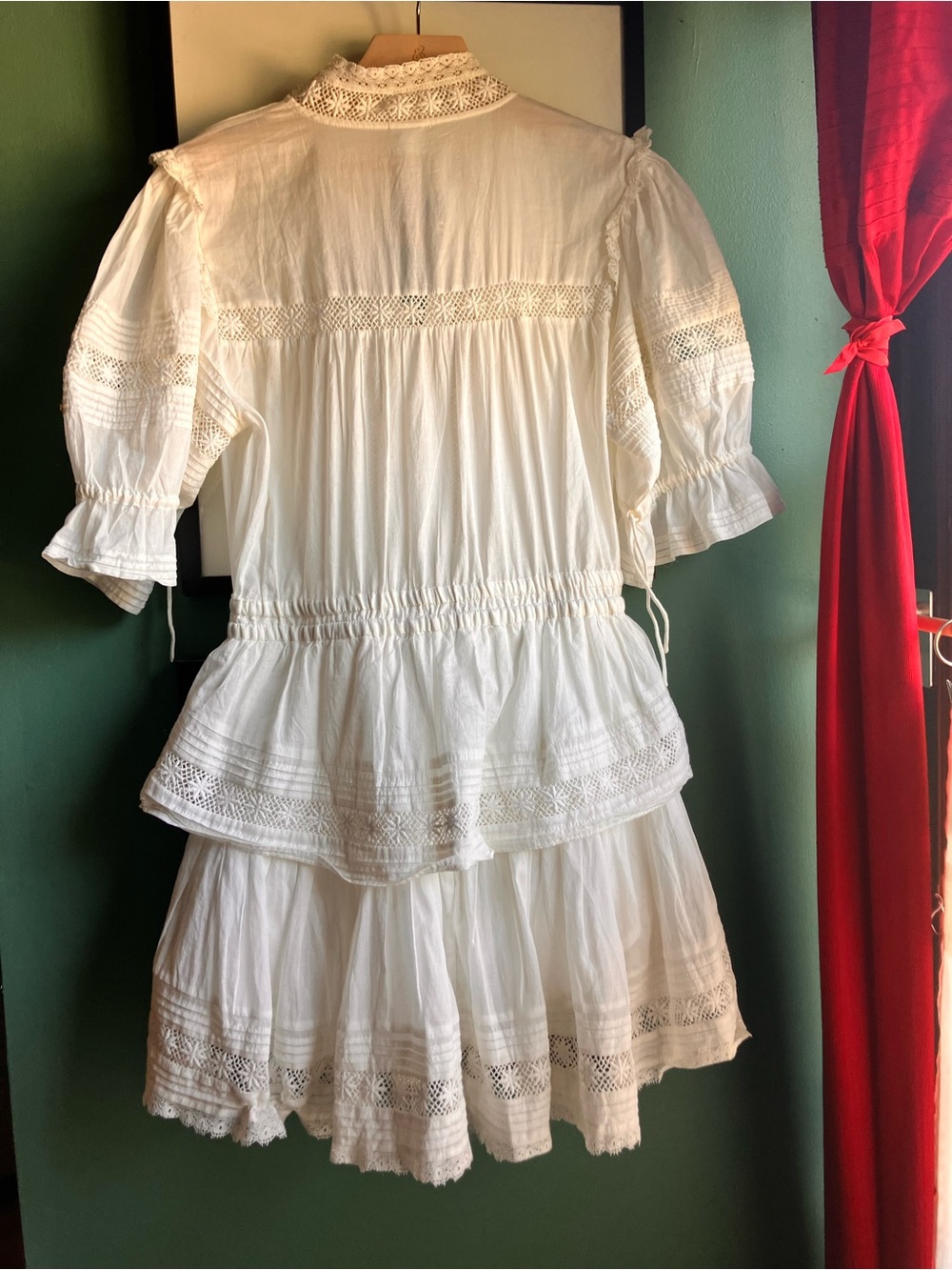 Aritzia Sunday Best Ren Faire Tiered Short Dress / White Lace Size M - Picture 5 of 7